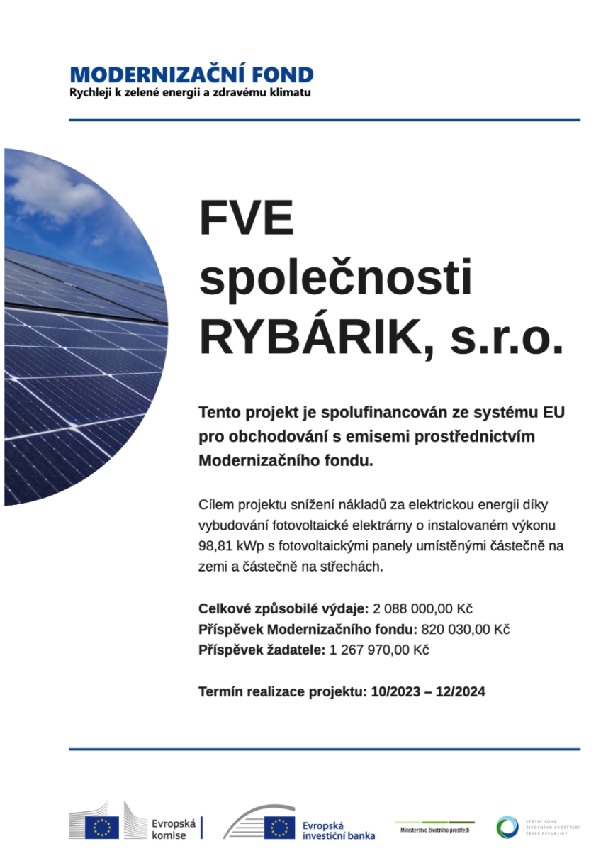 FVE společnosti RYBÁRIK,s.r.o.